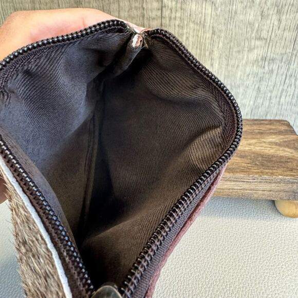 Double Zip Pouch Genuine Cow Hide & Leather Wallet NeW FAST SHIP - Picture 3 of 3